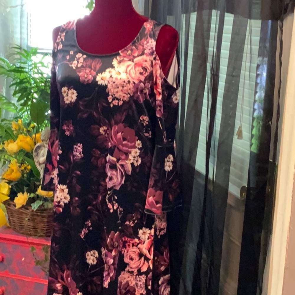 Spenser Jeremy cold shoulder Floral velvet dress